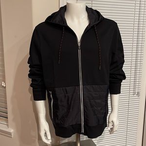 Michael Kors X Tech Black Full-Zip Attached Hood Jacket